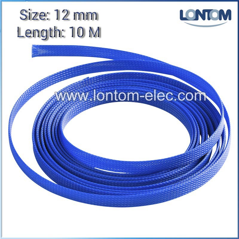 12mm 10M  PET  Ȯ    ǻ ̺  е õ/12mm 10M Blue PET Braided Expandable Sleeving Computer Cable Sleeve High Density Sheathing